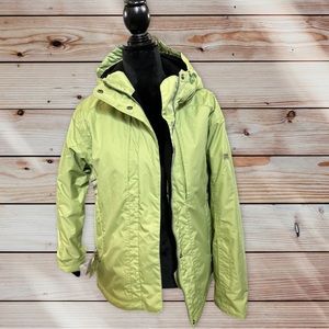 ORIGINS LIME GREEN DOWN FILLED HOODED SKI/SNOWBOARD JACKET